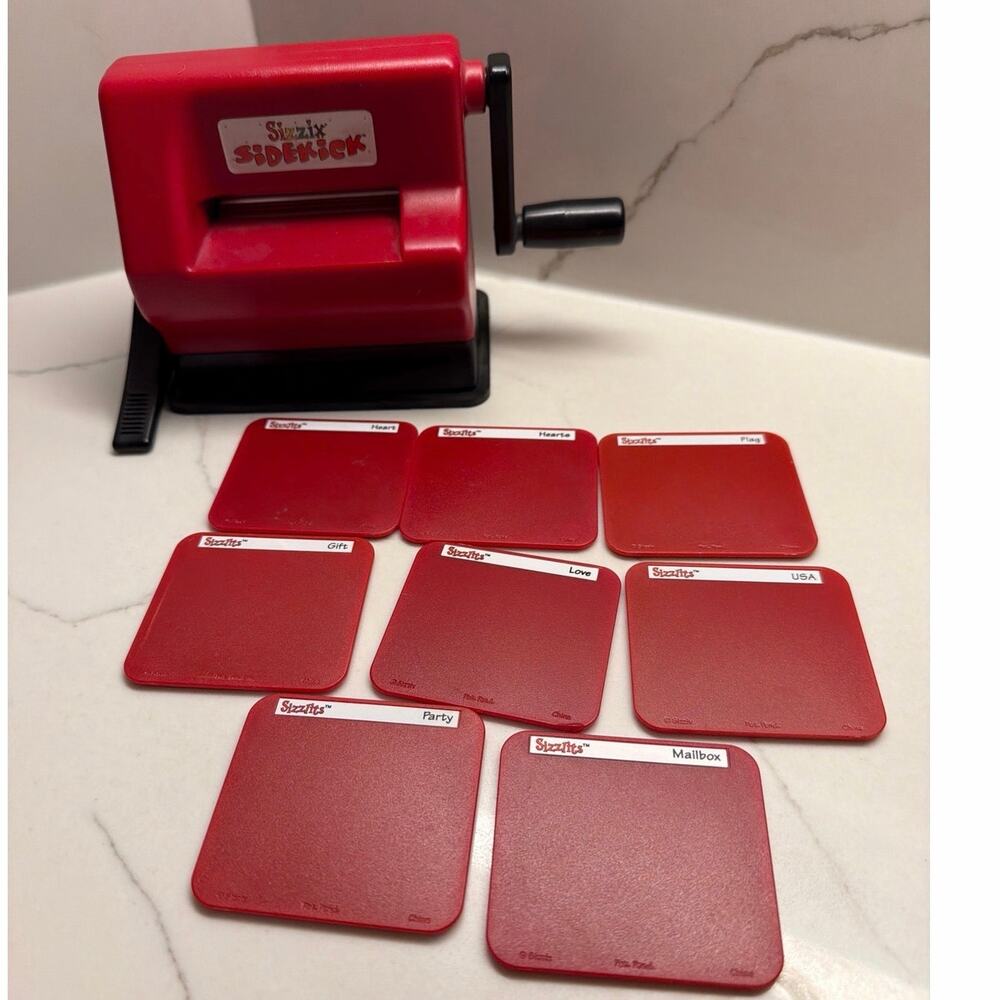 Sizzix Sidekick Manual Die Cutting Machine Red 8 Sizzlits Die Hearts Gift Love